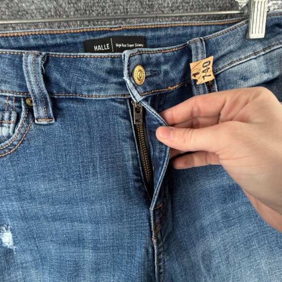 True Religion Halle Mid Rise Super Skinny Jeans Stretch Size 28x27.5 Blue Urban - Picture 9 of 15